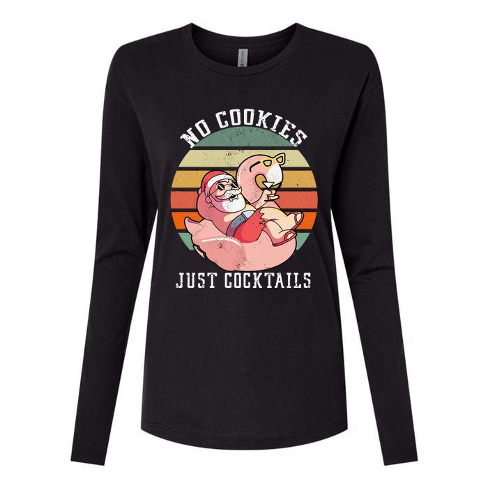 No Cookies Cocktails Santa Summer Christmas In July Womens Cotton Relaxed Long Sleeve T-Shirt