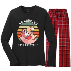 No Cookies Cocktails Santa Summer Christmas In July Women's Long Sleeve Flannel Pajama Set 