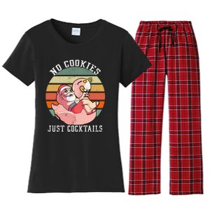 No Cookies Cocktails Santa Summer Christmas In July Women's Flannel Pajama Set