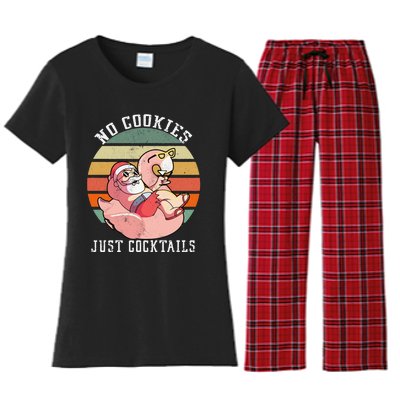 No Cookies Cocktails Santa Summer Christmas In July Women's Flannel Pajama Set