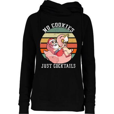 No Cookies Cocktails Santa Summer Christmas In July Womens Funnel Neck Pullover Hood