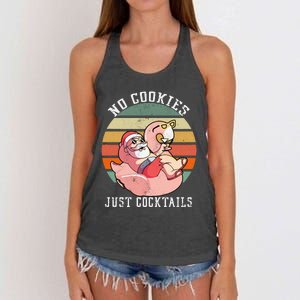 No Cookies Cocktails Santa Summer Christmas In July Women's Knotted Racerback Tank