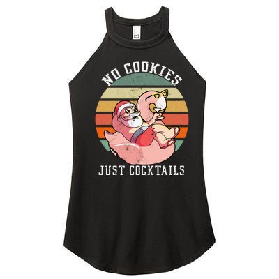 No Cookies Cocktails Santa Summer Christmas In July Women's Perfect Tri Rocker Tank