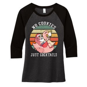 No Cookies Cocktails Santa Summer Christmas In July Women's Tri-Blend 3/4-Sleeve Raglan Shirt