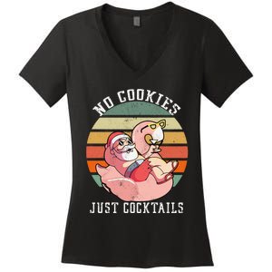 No Cookies Cocktails Santa Summer Christmas In July Women's V-Neck T-Shirt