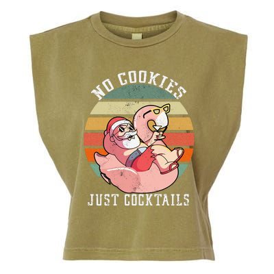 No Cookies Cocktails Santa Summer Christmas In July Garment-Dyed Women's Muscle Tee