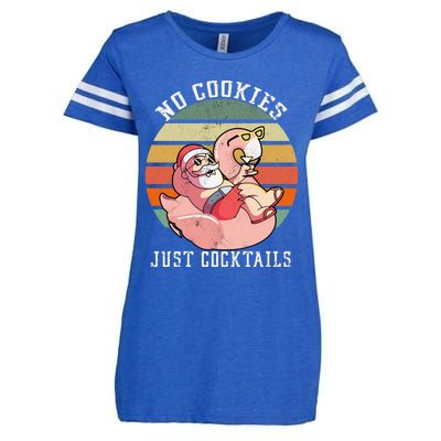 No Cookies Cocktails Santa Summer Christmas In July Enza Ladies Jersey Football T-Shirt