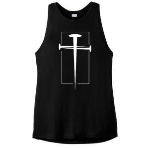 Nail Cross Christianity Ladies PosiCharge Tri-Blend Wicking Tank