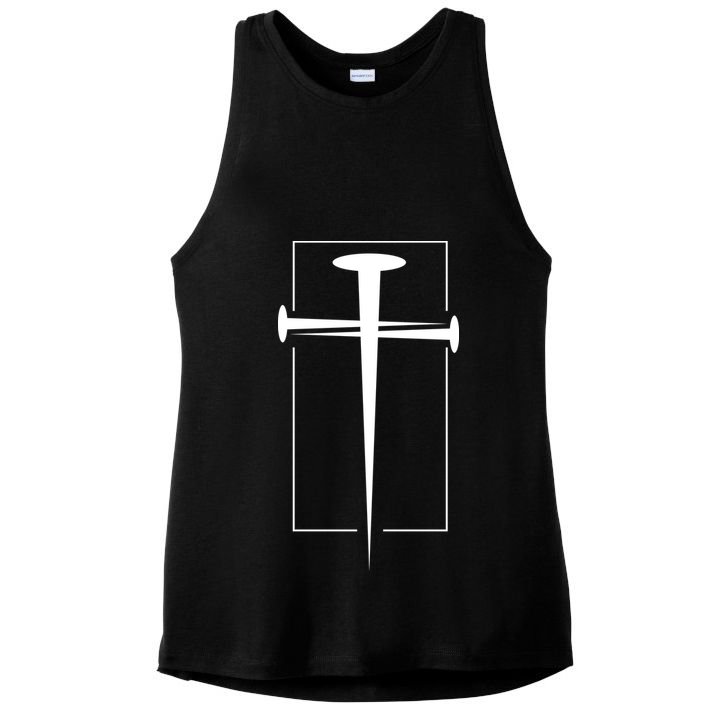 Nail Cross Christianity Ladies PosiCharge Tri-Blend Wicking Tank