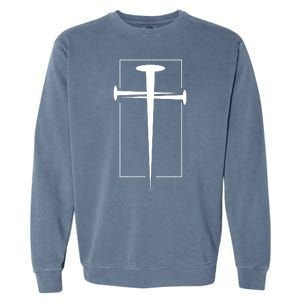 Nail Cross Christianity Garment-Dyed Sweatshirt