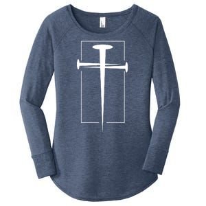 Nail Cross Christianity Women's Perfect Tri Tunic Long Sleeve Shirt