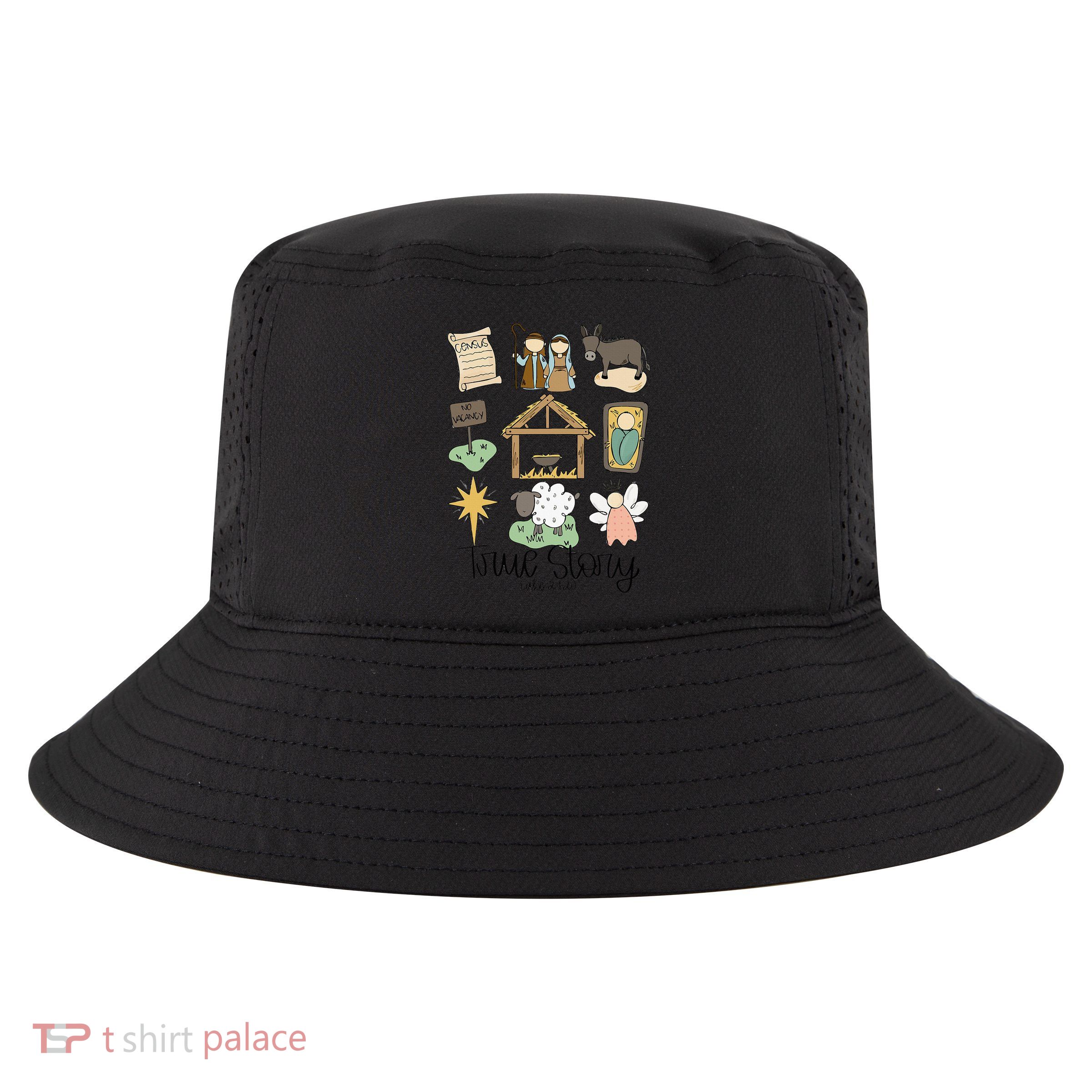 Nativity Christian Christmas Xmas True Story Manger  Cool Comfort Performance Bucket Hat