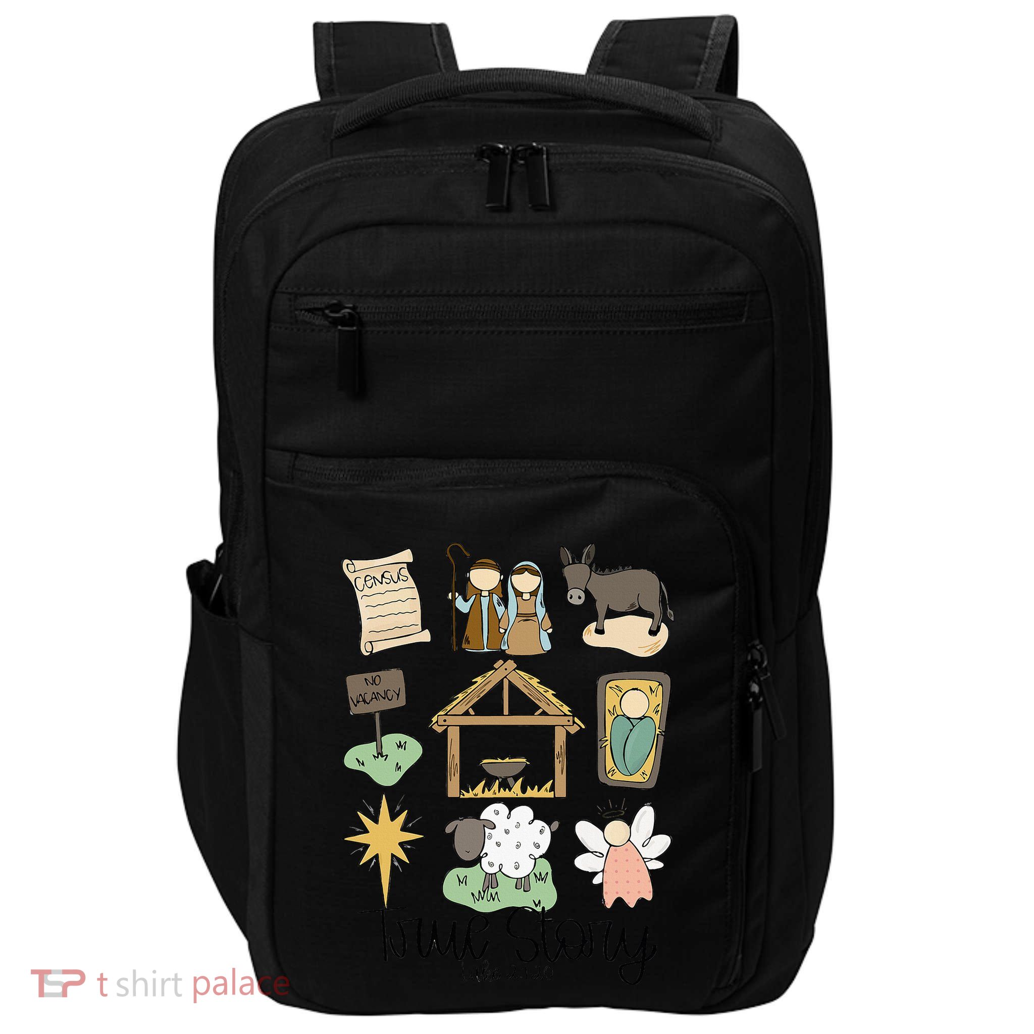 Nativity Christian Christmas Xmas True Story Manger  Impact Tech Backpack