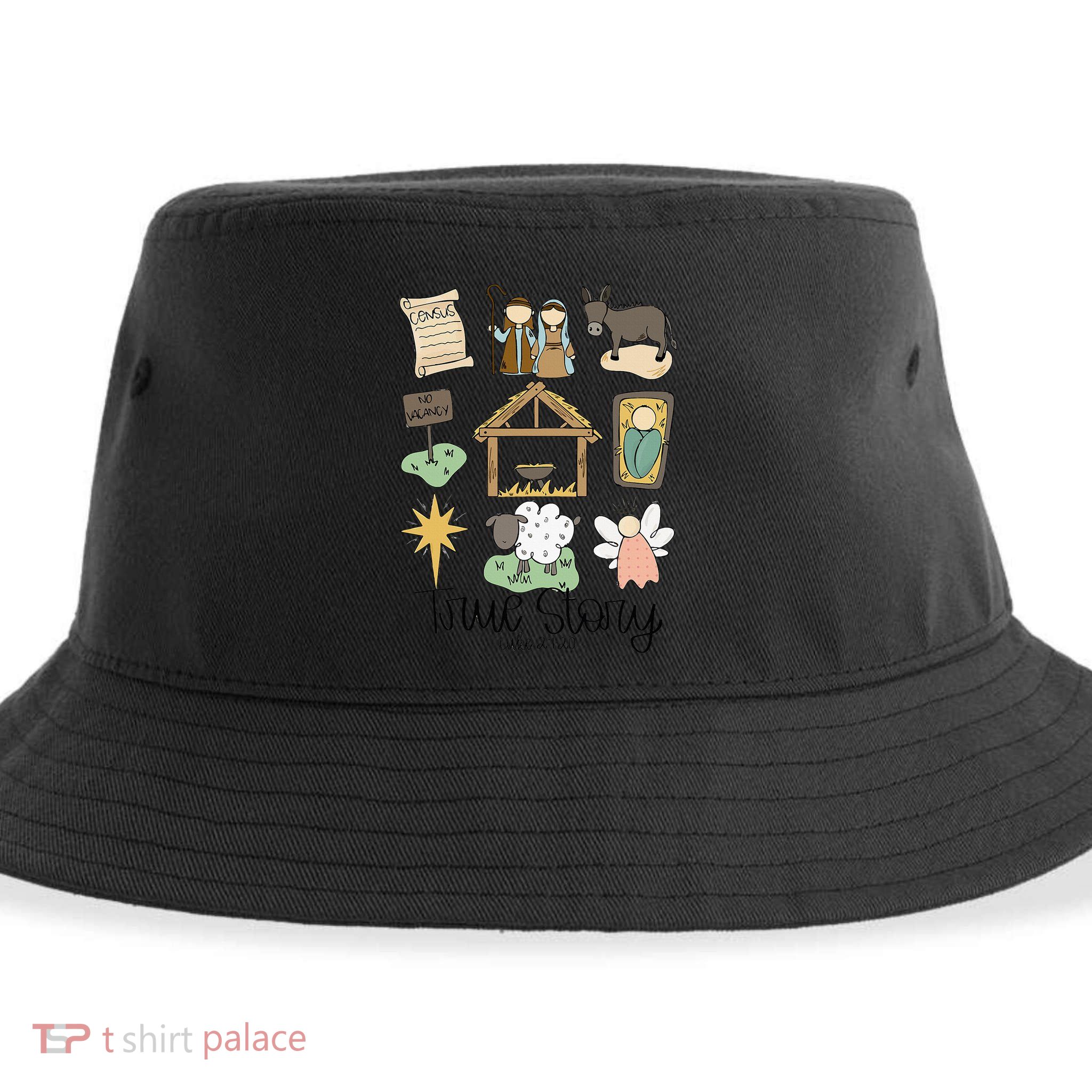 Nativity Christian Christmas Xmas True Story Manger  Sustainable Bucket Hat