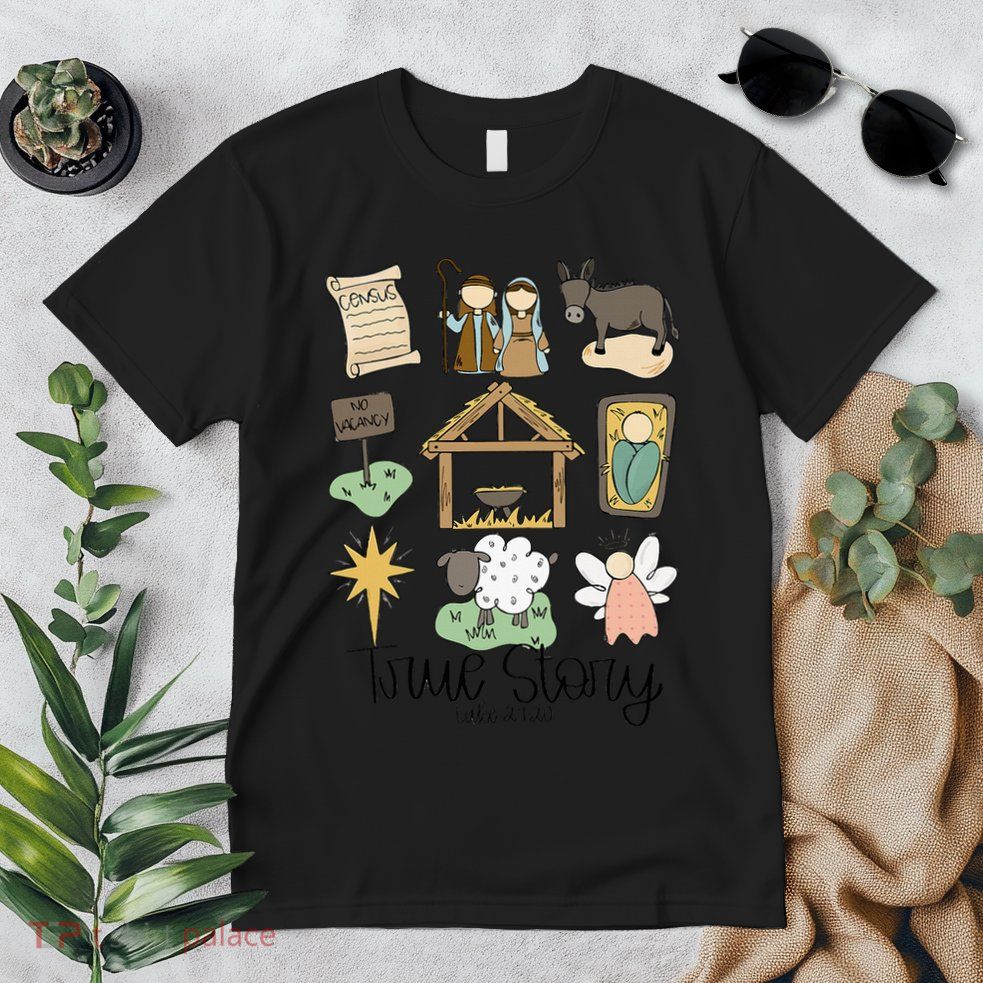 Nativity Christian Christmas Xmas True Story Manger  Premium T-Shirt