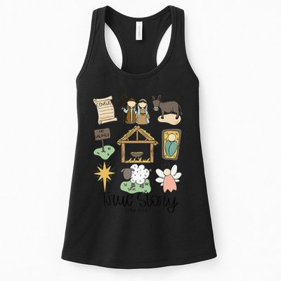 Nativity Christian Christmas Xmas True Story Manger  Womens Tank Top