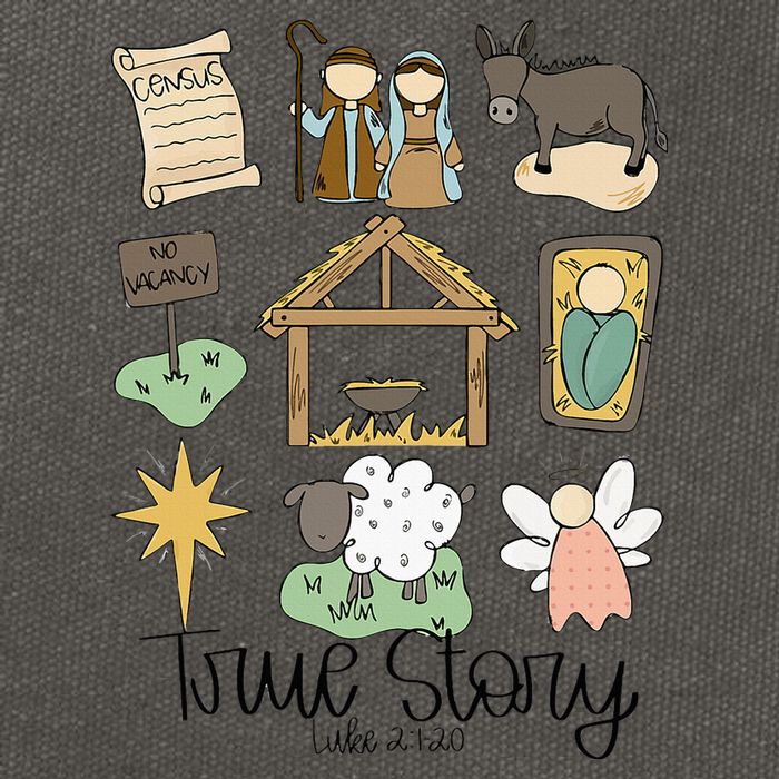 Nativity Christian Christmas Xmas True Story Manger  Cotton Canvas Backpack