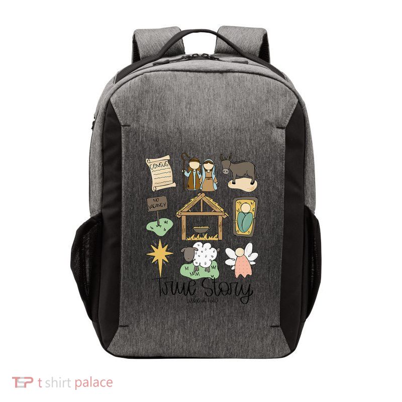 Nativity Christian Christmas Xmas True Story Manger  Vector Backpack
