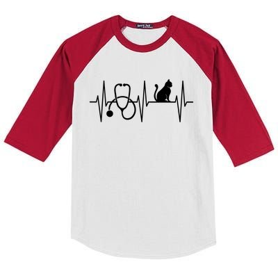 Nurse Cagift Cat Lover Nursing Heartbeat Registered Nurse Gift Kids Colorblock Raglan Jersey