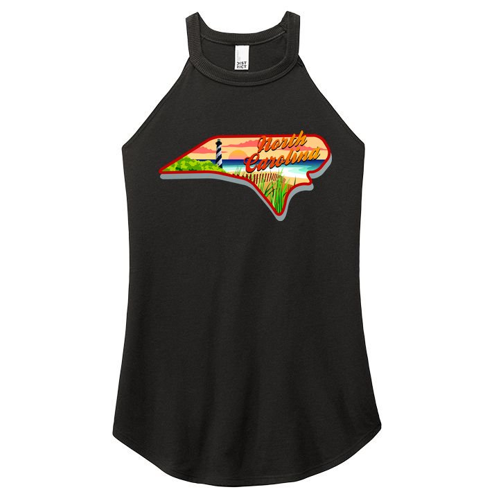 North Carolina Cartoon Illustration Women's Perfect Tri Rocker Tank