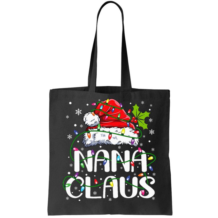 Nana Claus  Christmas Lights Pajama Family Matching Tote Bag