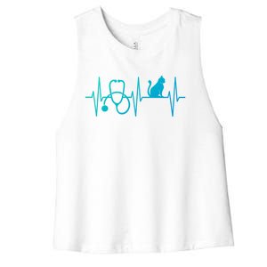 Nurse Cagift Cat Lover Nursing Heartbeat Registered Nurse Gift Women's Racerback Cropped Tank