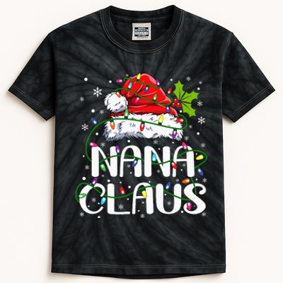 Nana Claus Christmas Lights Pajama Family Matching Kids Tie-Dye T-Shirt