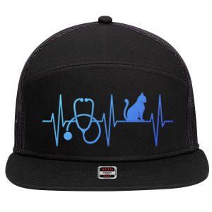 Nurse Cagift Cat Lover Nursing Heartbeat Registered Nurse Gift 7 Panel Mesh Trucker Snapback Hat