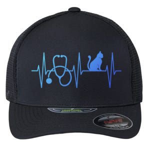 Nurse Cagift Cat Lover Nursing Heartbeat Registered Nurse Gift Flexfit Unipanel Trucker Cap