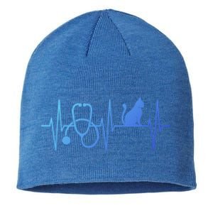 Nurse Cagift Cat Lover Nursing Heartbeat Registered Nurse Gift Sustainable Beanie