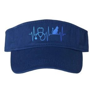 Nurse Cagift Cat Lover Nursing Heartbeat Registered Nurse Gift Valucap Bio-Washed Visor