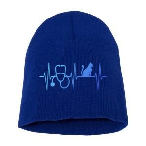 Nurse Cagift Cat Lover Nursing Heartbeat Registered Nurse Gift Short Acrylic Beanie