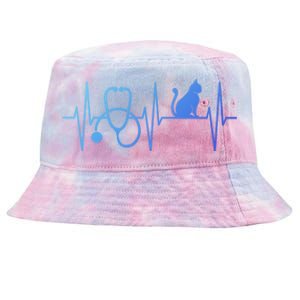 Nurse Cagift Cat Lover Nursing Heartbeat Registered Nurse Gift Tie-Dyed Bucket Hat