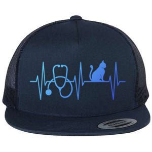 Nurse Cagift Cat Lover Nursing Heartbeat Registered Nurse Gift Flat Bill Trucker Hat