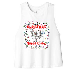 Nurse Crew Dancing Skeleton Merry Christmas Nursing Scrub Gift Women's Racerback Cropped Tank