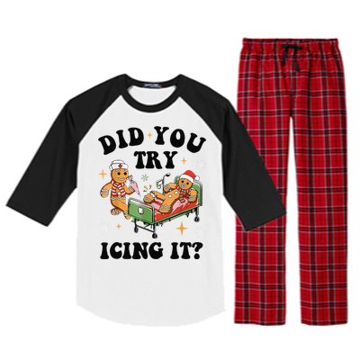 Nurse Christmas Did You Try Icing It  Christmas Nurse Nicu Nurse Christmas Gift Raglan Sleeve Pajama Set