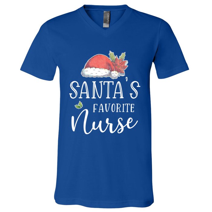 Nurse Christmas Day Santas Favorite Nurse Gift Cute Great Gift V-Neck T-Shirt