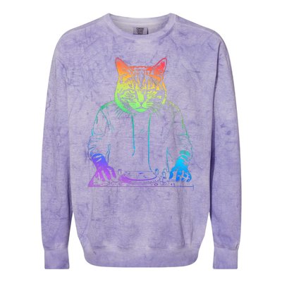 Neon Cat Dj Colorblast Crewneck Sweatshirt