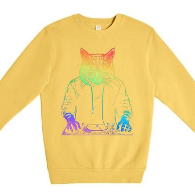 Neon Cat Dj Premium Crewneck Sweatshirt