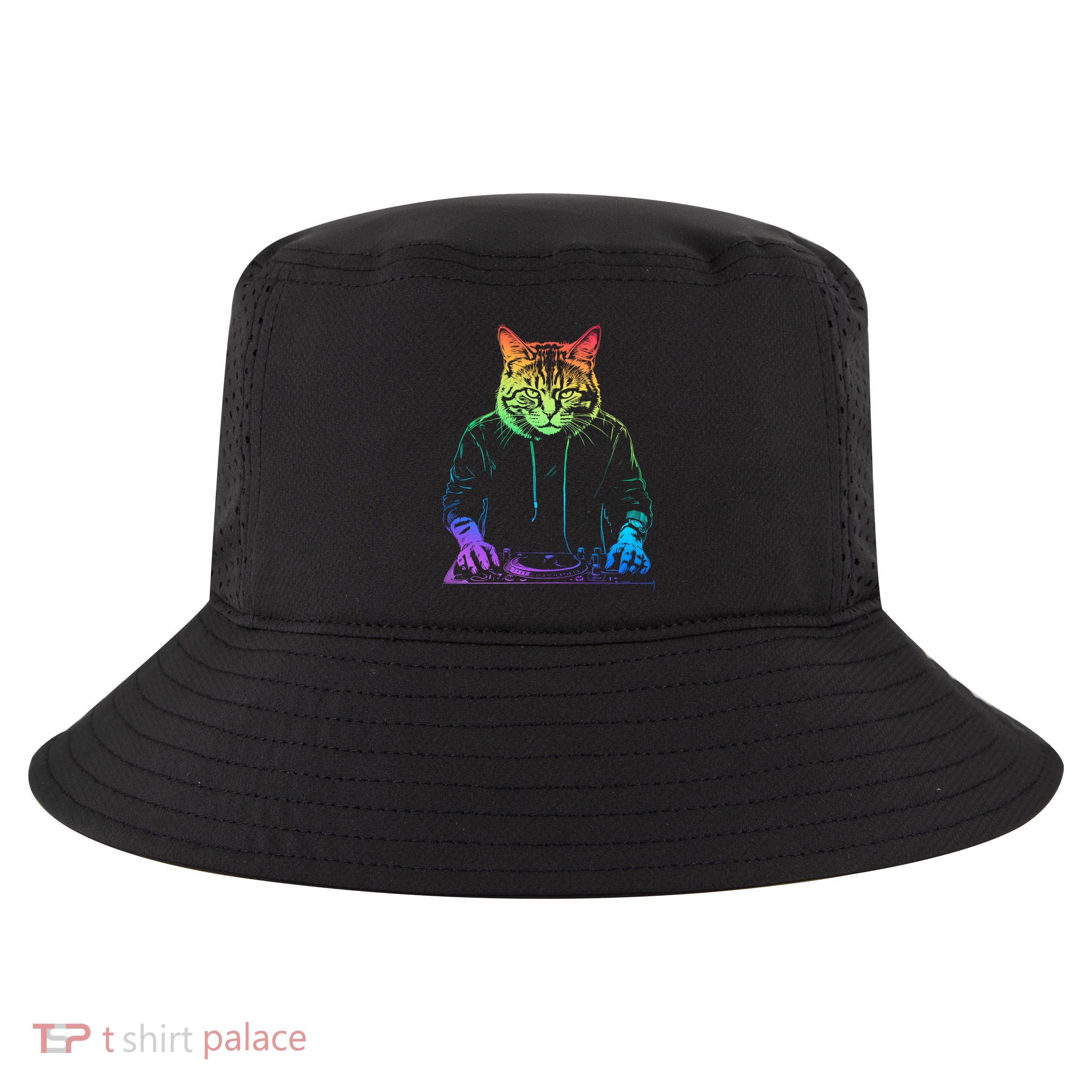 Neon Cat Dj Cool Comfort Performance Bucket Hat