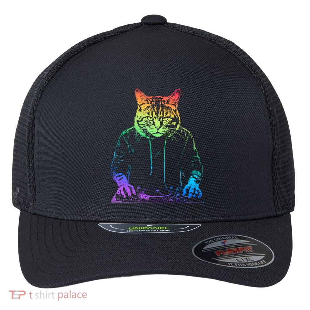 Neon Cat Dj Flexfit Unipanel Trucker Cap