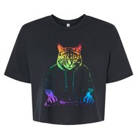 Neon Cat Dj Bella+Canvas Jersey Crop Tee