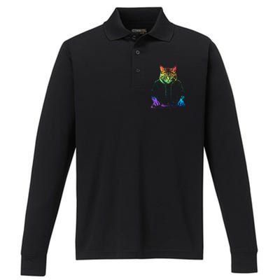 Neon Cat Dj Performance Long Sleeve Polo