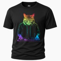 Neon Cat Dj Cooling Performance Crew T-Shirt