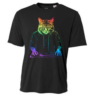 Neon Cat Dj Cooling Performance Crew T-Shirt