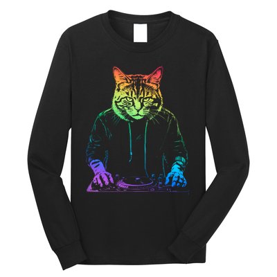 Neon Cat Dj Long Sleeve Shirt