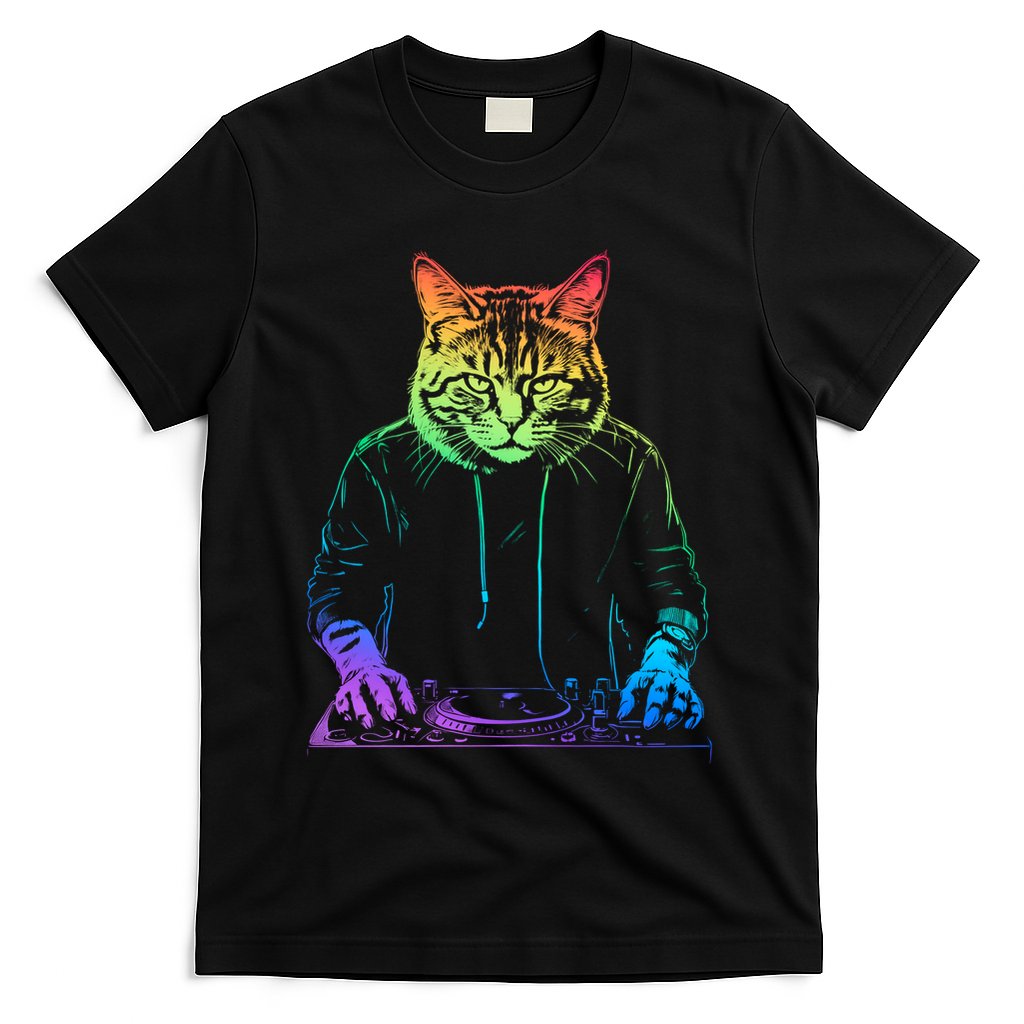 Neon Cat Dj T-Shirt