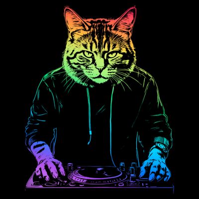 Neon Cat Dj T-Shirt