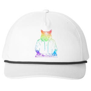 Neon Cat Dj Snapback Five-Panel Rope Hat