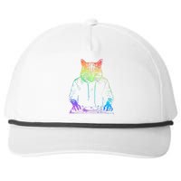 Neon Cat Dj Snapback Five-Panel Rope Hat